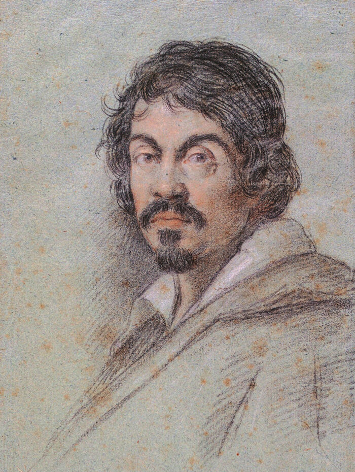 Caravaggio. Drukken­bolt, slagsbror, koldblodig morder. Maleri af Ottavio Leoni (1578-1630).