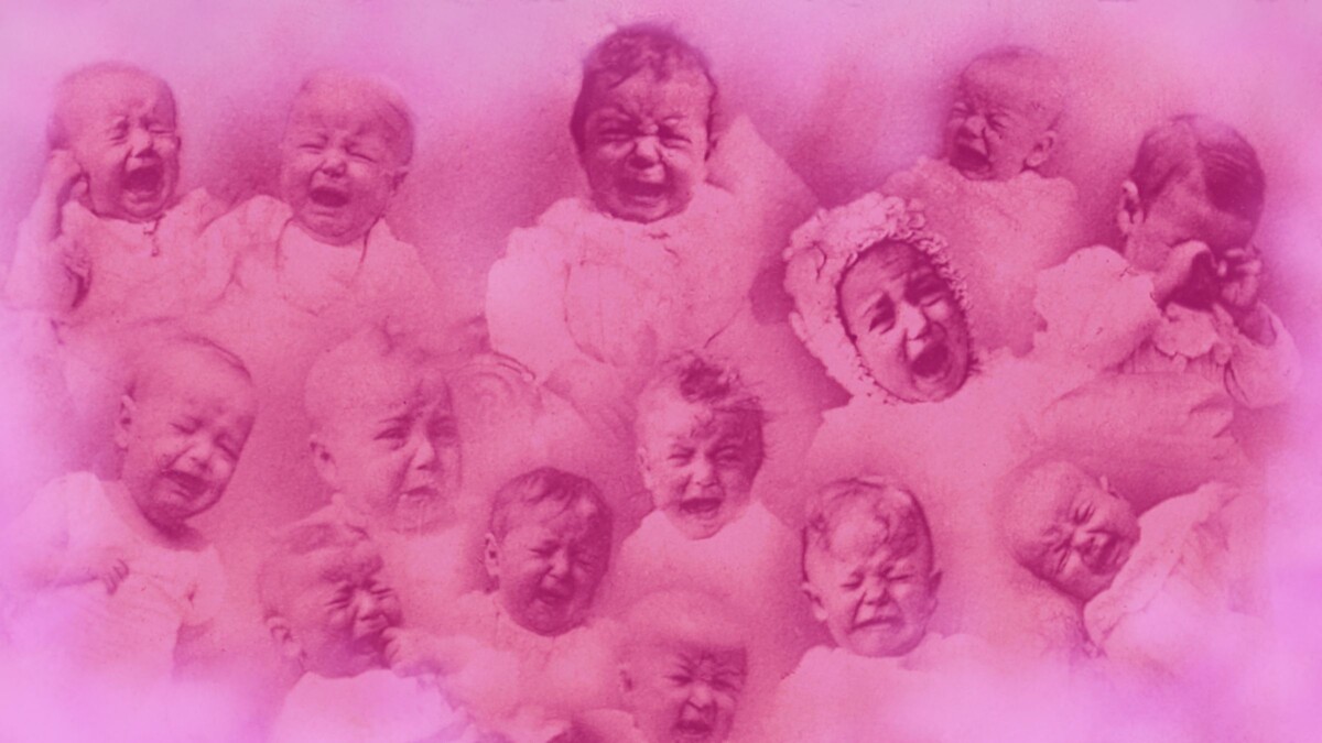 Manipulation: Sofie Winding. Originalfoto: Compositieportret van huilende baby’s, Joshua Smith, 1880 Foto: 
